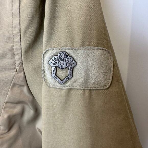 Diesel Vintage Bomber Jacket Lightweight Khaki Tan Pig Leather Trim Men’s Medium - Picture 3 of 15